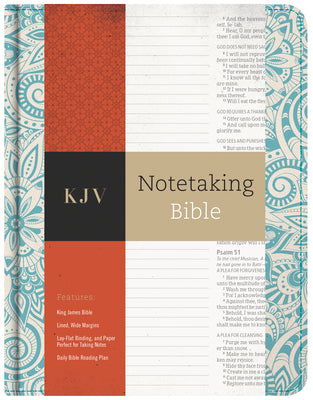 KJV Notetaking Bible, Blue Floral Cloth Over Board, Black Letter, Wide Margins, Journaling Space, Single-Column, Reading Plan, Easy-to-Read Bible MCM Type