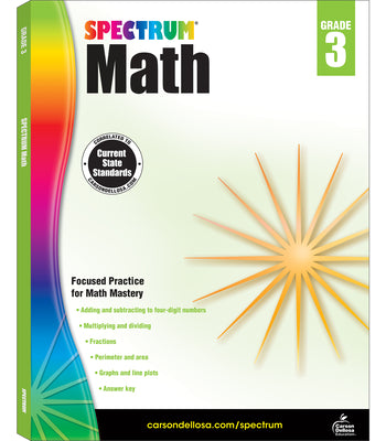Spectrum 3rd Grade Math Workbooks, Ages 8 to 9, Math Workbooks Grade 3, Multiplication, Division, Fractions, Addition and Subtracting to 4-Digit Numbers - 160 Pages (Volume 44)