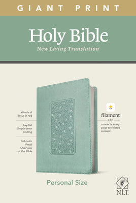 NLT Personal Size Giant Print Holy Bible (Red Letter, LeatherLike, Floral Frame Teal): Includes Free Access to the Filament Bible App Delivering Study Notes, Devotionals, Worship Music, and Video
